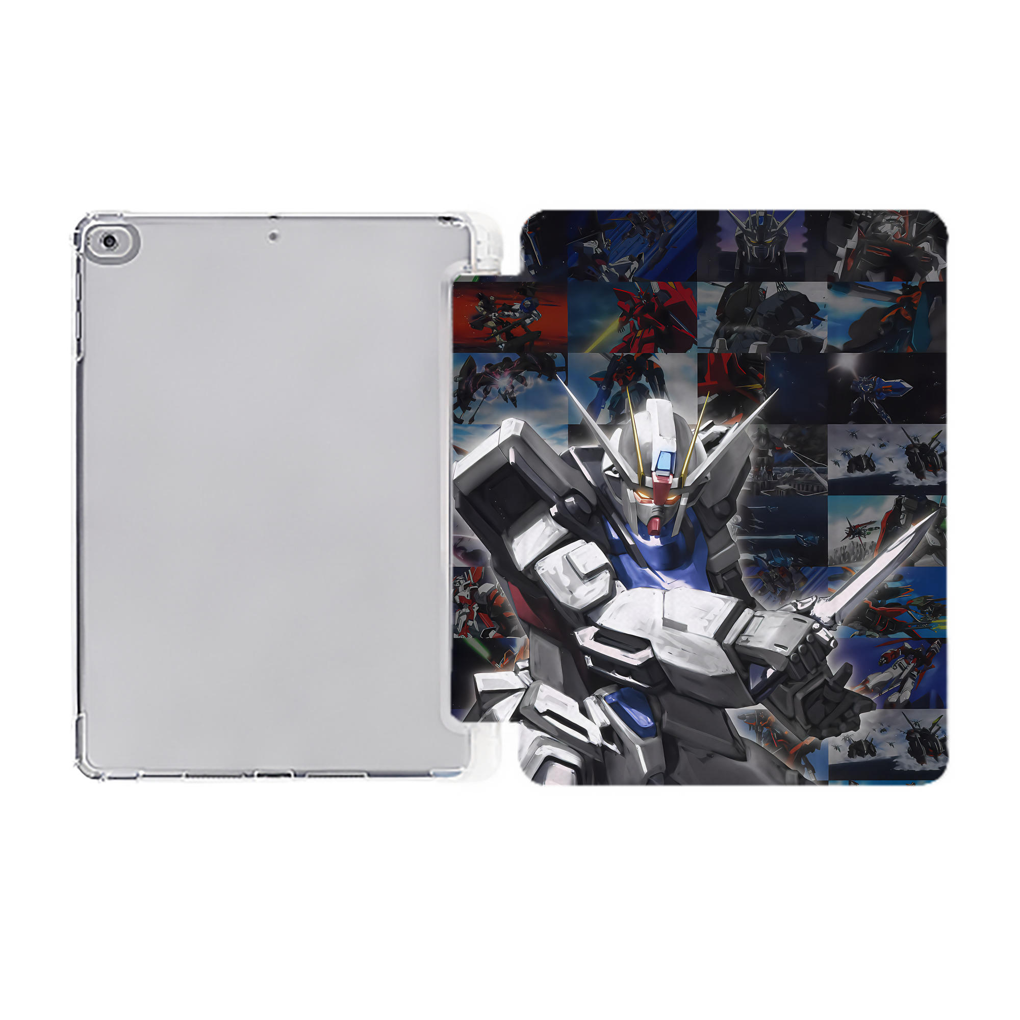 （画像用） 機動戦士ガンダム Mobile Suit Gundam IPad ケース ペン収納付き 三つ折りスタンド PUレザー×シリコン 対応機種9.5/10.5/10.9インチ